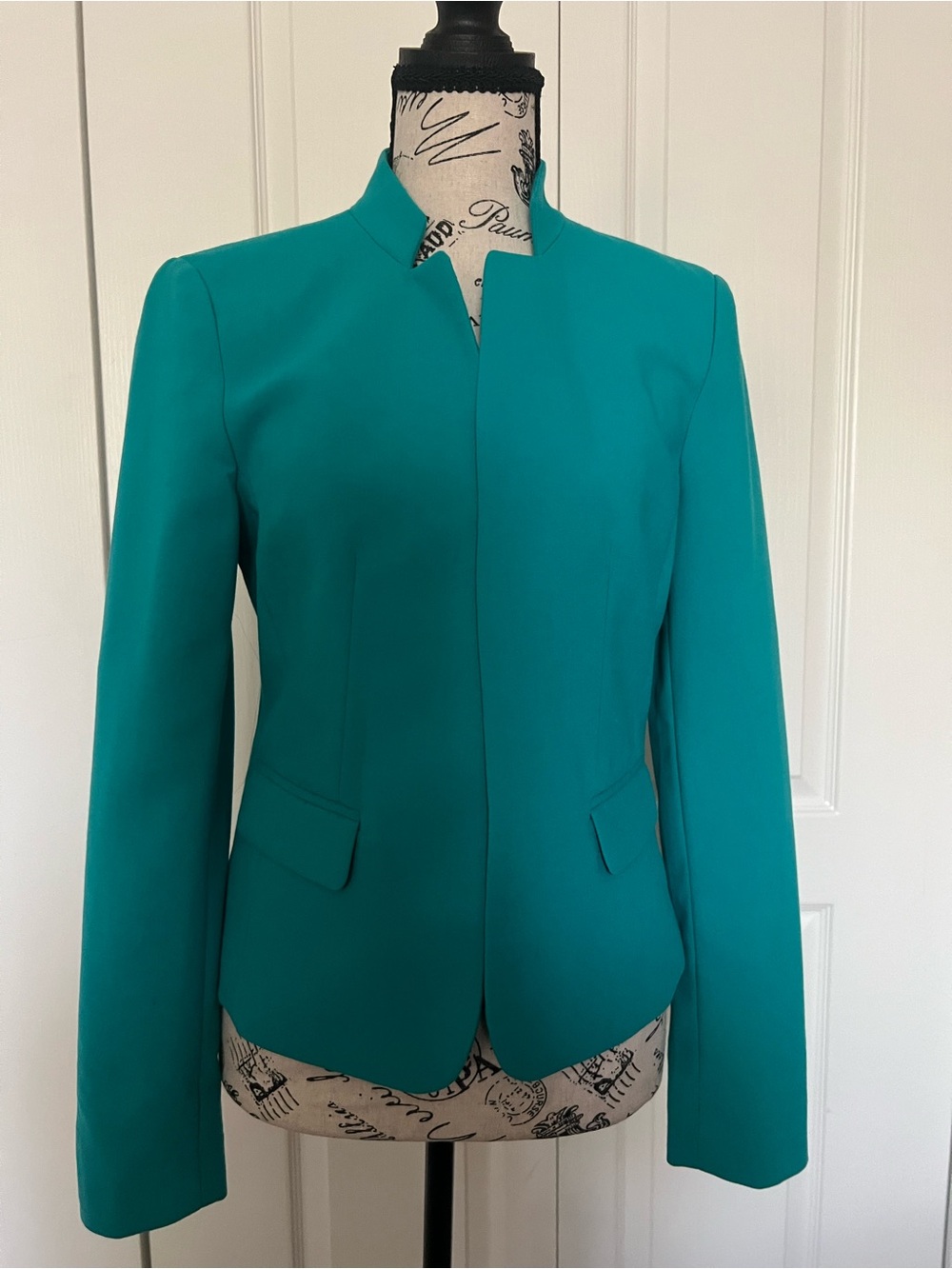 LOFT Teal Collarless Tailored Blazer